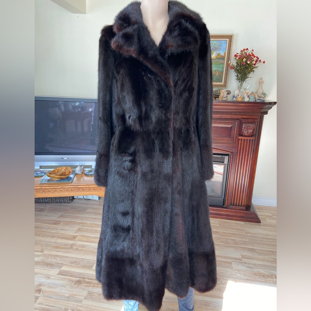 Luxurious Dark Brown Full-Length Mink Coat